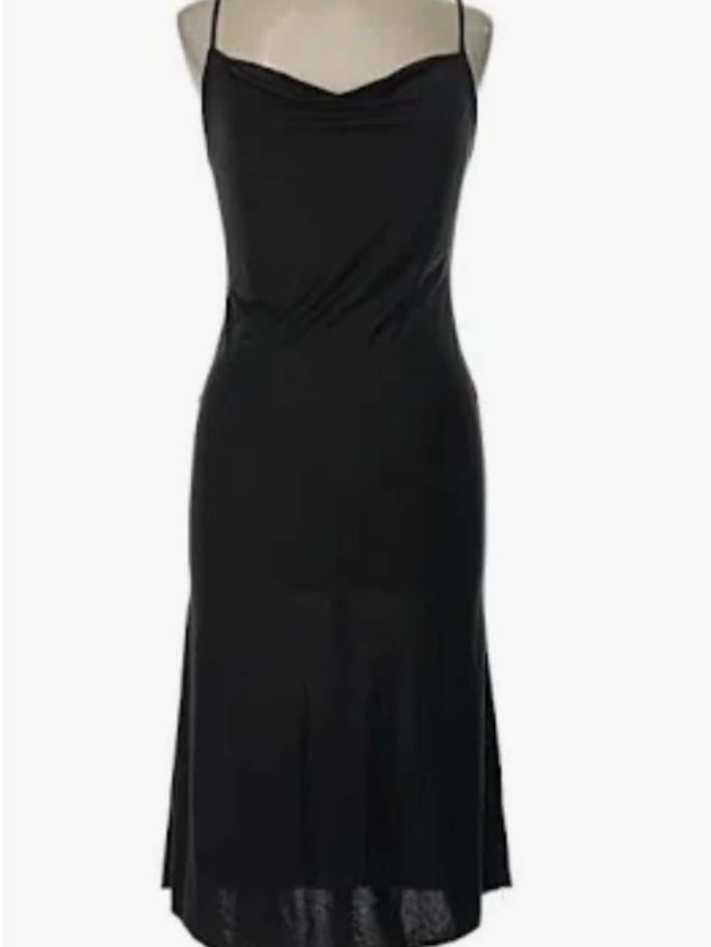 Sincerly Jules Black Midi Slip Dress with Spaghetti Straps